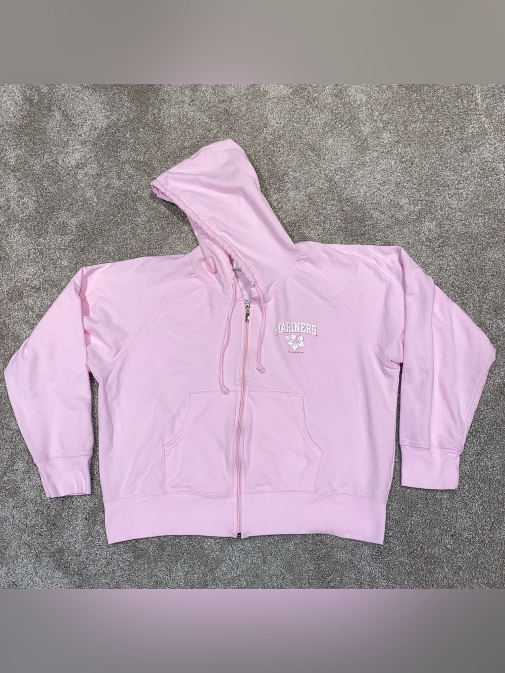 Vintage 2005 Seattle Mariners Pink Zip Up Hoodie Womans Size XL 5th & Ocean MLB